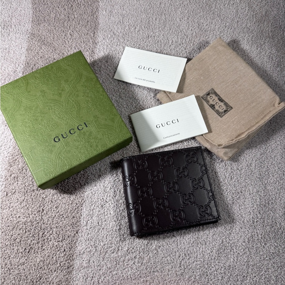 Gucci GG Guccissima Dark Brown Leather Bifold Wallet